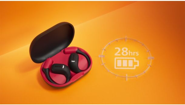 Up to 28 hours of play time. Slim charging case