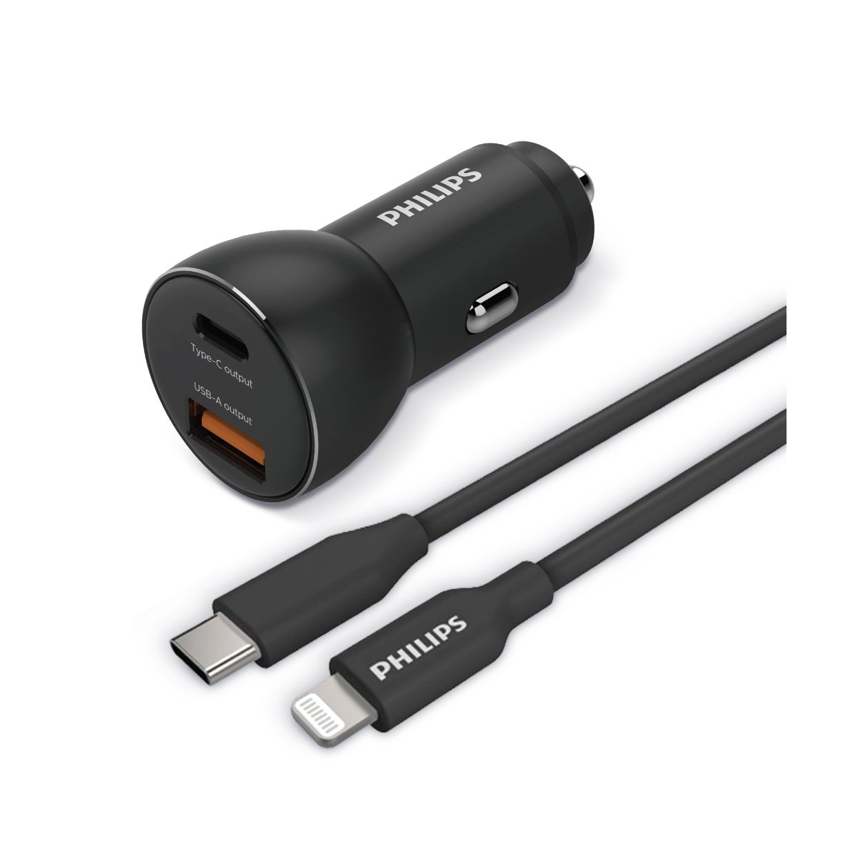 Автомобильное зарядное устройство, 1 x USB-C, 1 x USB-A