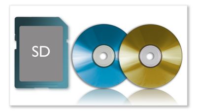 Přímé zobrazování fotografií z paměťových karet a disků DVD a CD