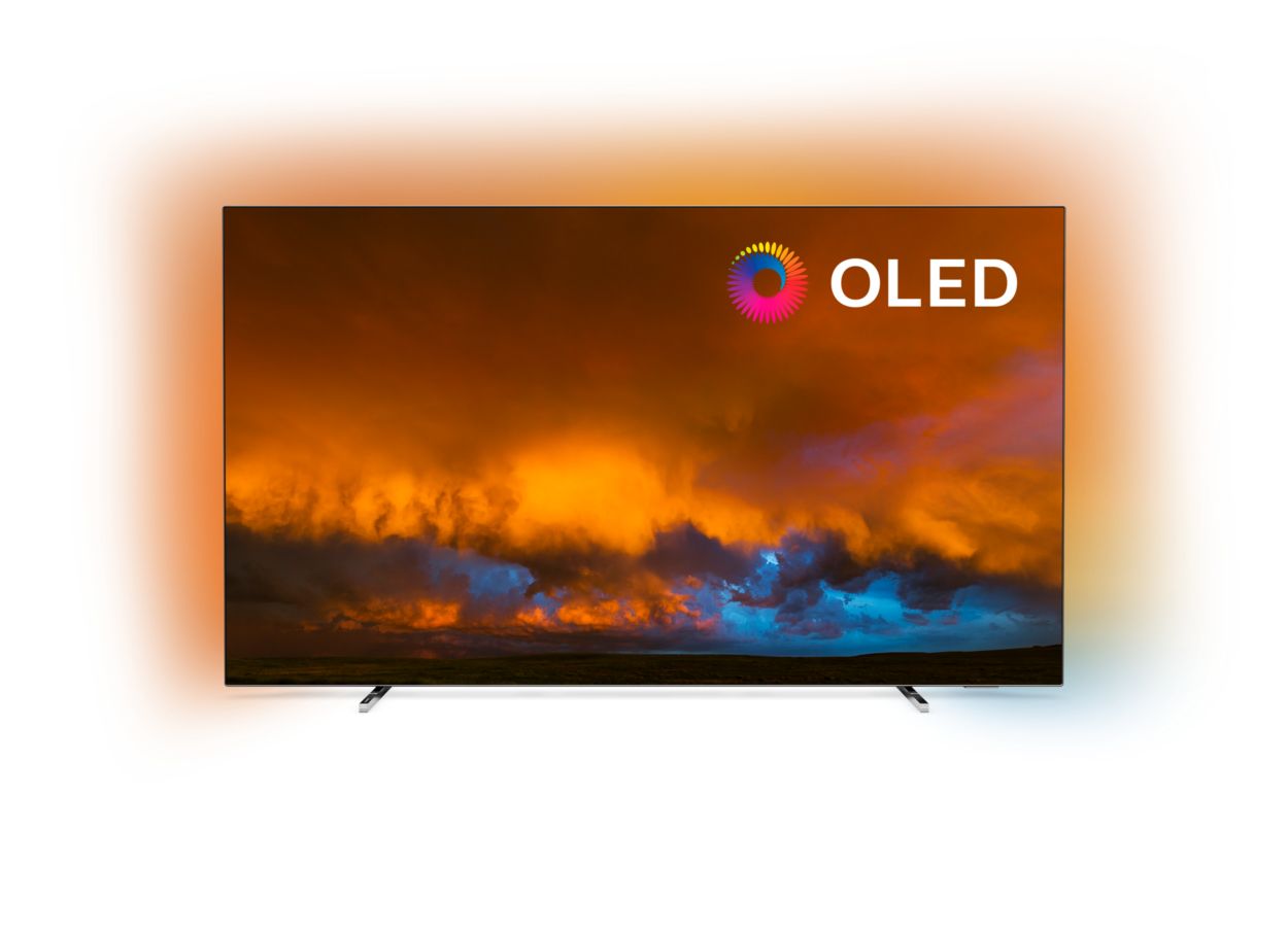Philips 55OLED804 (2019) OLED HDR 4K Ultra HD Smart Android TV, 55” with  Freeview HD & Ambilight, Silver
