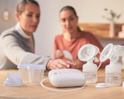 Fluxo de leite mais rápido com as bombas tira-leite elétricas Philips Avent.