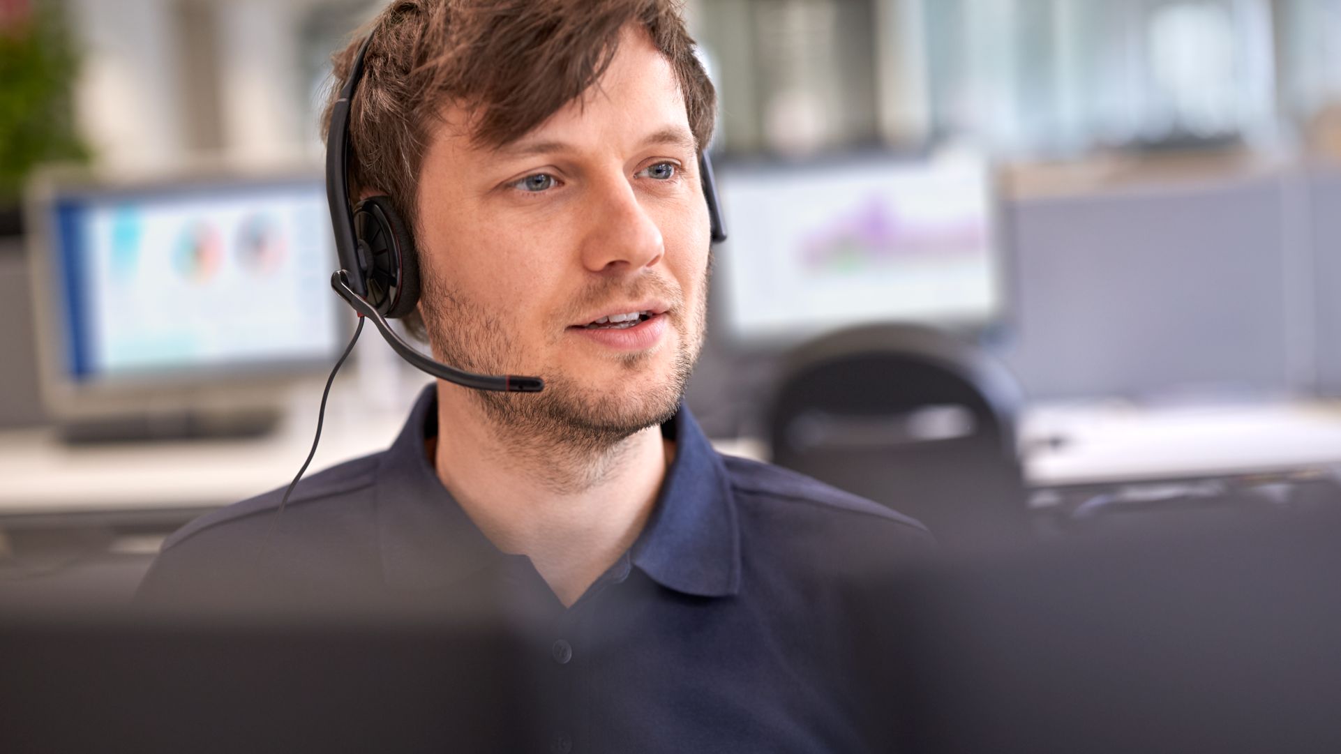 Customer services representative with headset