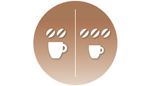 Selecteer uw gewenste sterkte: kleine kop sterke koffie of grote kop milde koffie