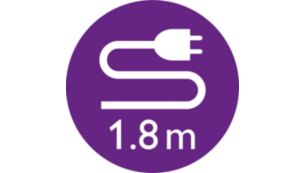 1,8 m lång sladd för maximal flexibilitet