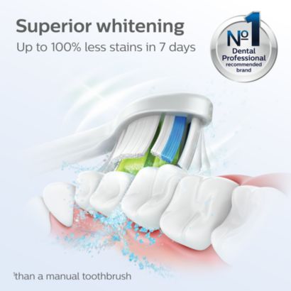 Up to 100% whiter teeth in just one week*