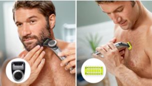 Philips OneBlade Pro Face + Body QP6620/20 Haartrimmer für Gesicht und  Körper, Längeneinstellung von 0,4 bis 10 mm, Schwarz / silberfarben,  Lithium-Ionen-Akku, 90 Minuten Betriebszeit : : Drogerie &  Körperpflege