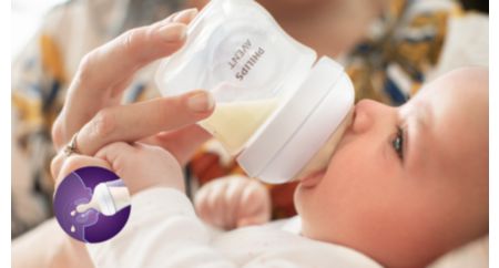 Nipple releases milk when baby actively drinks