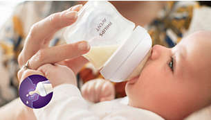 Nipple releases milk when baby actively drinks