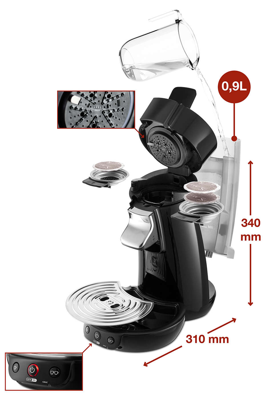 Senseo HD7829/60 Viva Café nera macchina per caffè con cialde tecnologia Kaffee Boost 