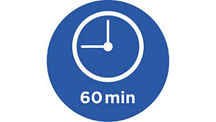 60-Minuten-Timer mit Signalton und automatischer Abschaltfunktion.