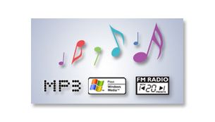 Enjoy MP3 and WMA music plus FM tuner