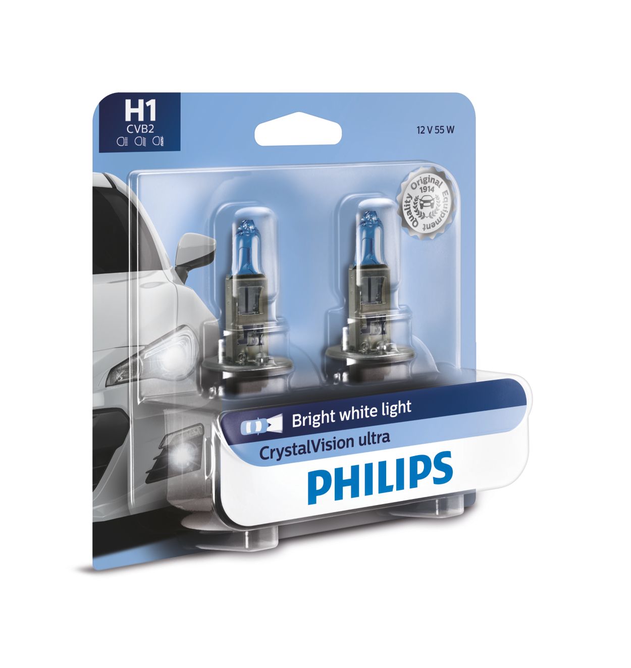 Philips 12258WVUB1 Halogen Leuchtmittel WhiteVision Ultra H1 55 W 12 V