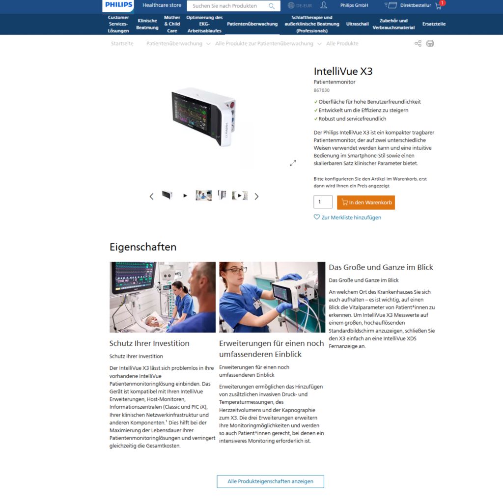 Philips-Online-Benutzeroberfläche