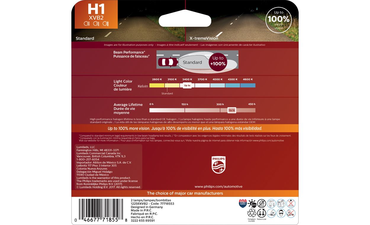 X-tremeVision upgrade headlight bulb 12258XVB2 | Philips