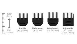 3 fixed beard combs and one adjustable beard comb
