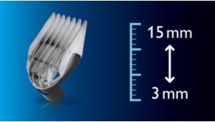 Verschillende lengte-instellingen, van 1 tot 30 mm