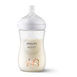 Avent Natural Response Biberón 260ml, deco jirafa, tetina T3, 1m+