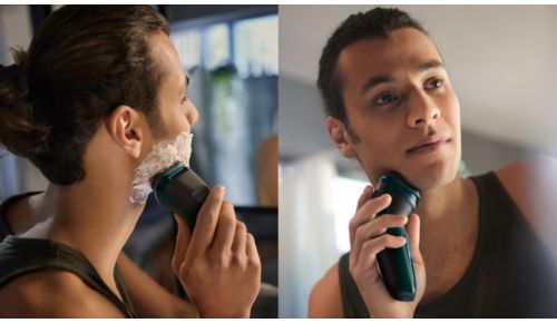 Nat en droog scheren in de wastafel of onder de douche