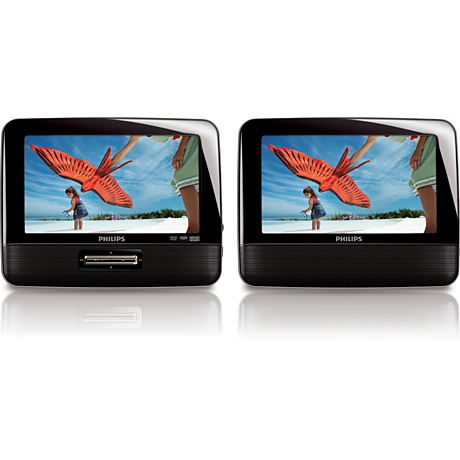 PD7022/12  Bärbar DVD-spelare med dubbla skärmar