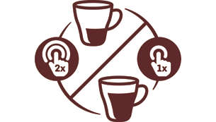 Intensitātes atlasīšana lielai, vieglai vai nelielai, stiprai tasei kafijas