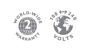 2-year warranty, worldwide voltage
