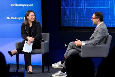 Two speakers in conversation at Washington Post Live health forum