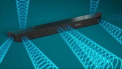 Two angled speakers for wider sound