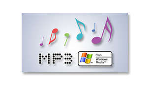 Reproduza música em MP3 e WMA