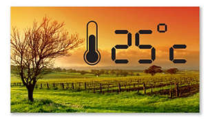 Temperature display for both indoor and outdoor temperature