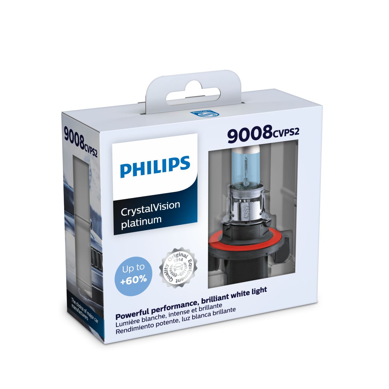 Philips 9008CVPS2 9008/H13 CrystalVision Platinum 12V/55W Halogen Bulb Pair  for 07-22 Jeep Wrangler JK & JL