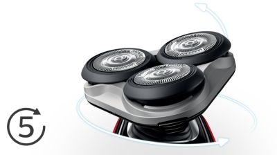 5 krypčių lanksčios galvutės greitam ir švariam skutimuisi