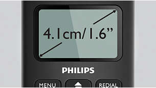 Easy-to-read 4.1-cm (1.6") 2-line graphical display