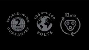 2-year guarantee, worldwide voltage and replaceable blades