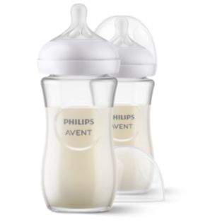 Avent Natural à Réponse Naturelle Biberon verre 240 ml - Pack de 2