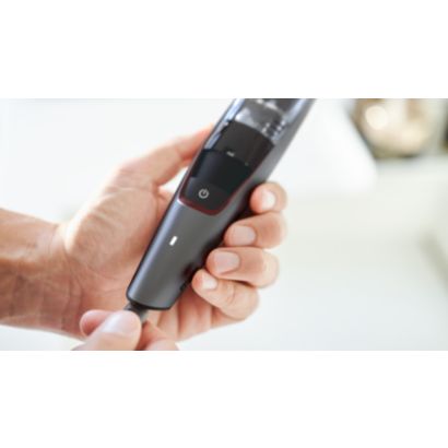 מעצב זקן עם מערכת השואבת שאריות זיפים לפחות לכלוך