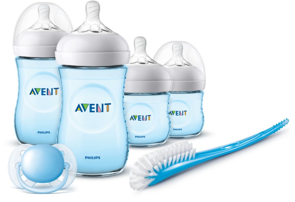 Kit Naissance 4 Biberons Avent Natural Bleu - MaxxiDiscount