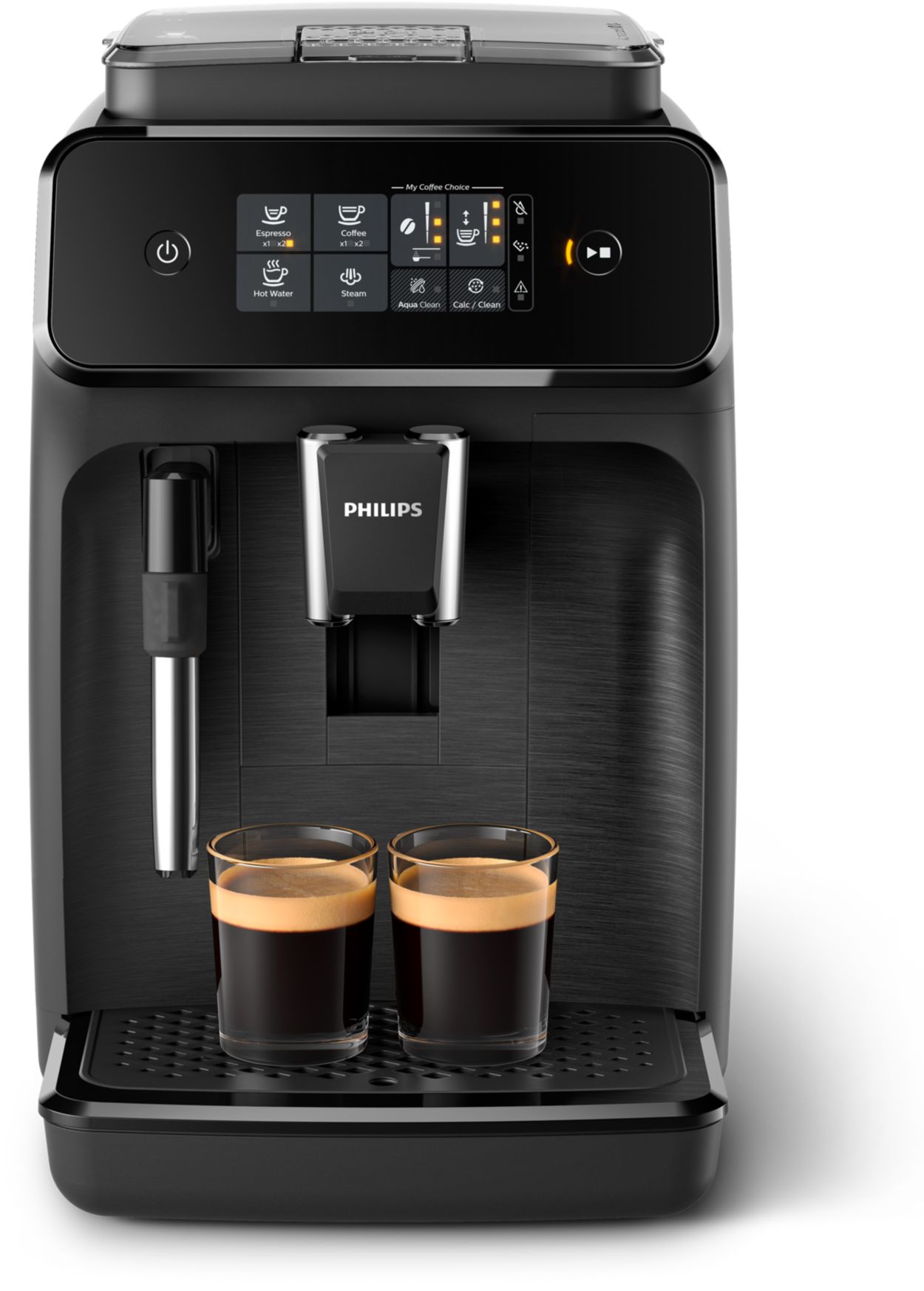  Philips Serie 1200 Máquina de café expreso totalmente  automática, espumador de leche clásico, 2 variedades de café, pantalla  táctil intuitiva, molinillo 100% de cerámica, filtro AquaClean, sello de  aroma, negro (EP1220/04) 