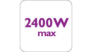 La potencia de 2400 W ofrece una salida de vapor constante