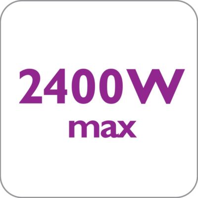 La potencia de 2400 W ofrece una salida de vapor abundante y continua