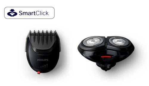 Choose between 2 click-on/off attachments to style your look