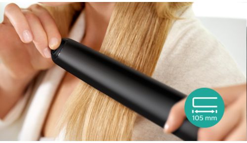 Extra lange platen (105 mm) voor snel en eenvoudig ontkrullen