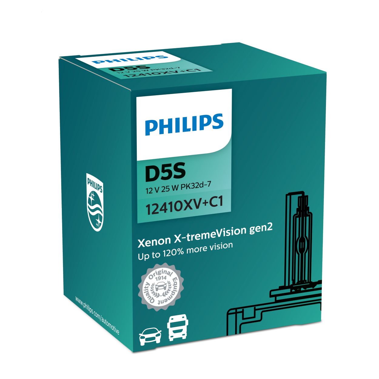 Philips D2S Xenon X-tremeVision PLUS Gen.2 4800K HID Bulb