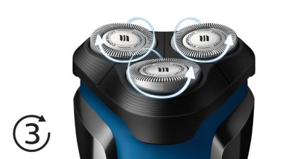 Heads flex in 3 directions to easily shave every curve