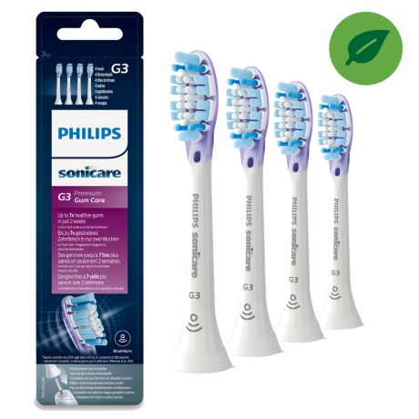 HX9054/17 Philips Sonicare G3 Premium Gum Care Pack de 4 recargas brancas de escovas Sonicare