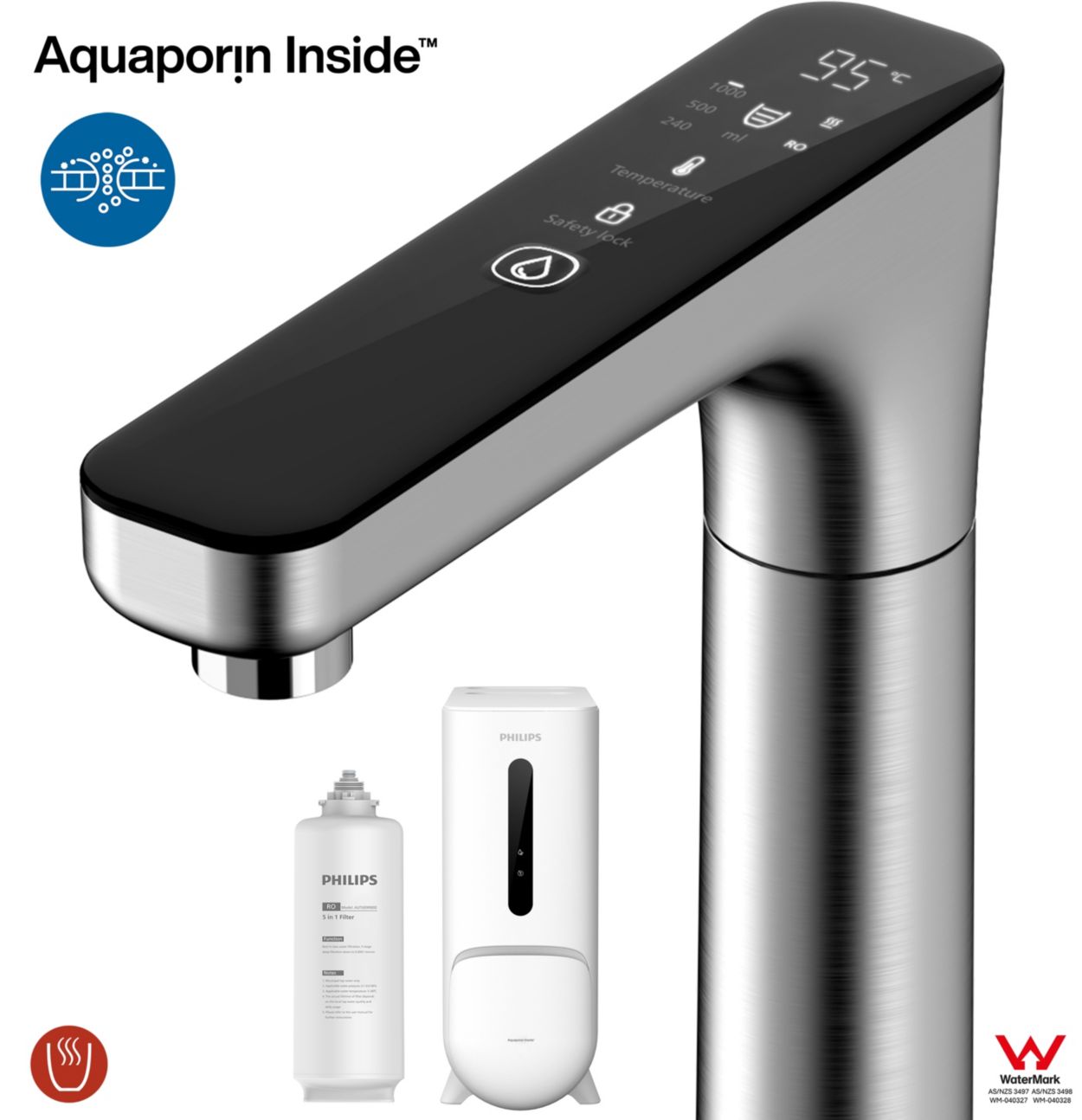 Purified water, from ambient to piping hot