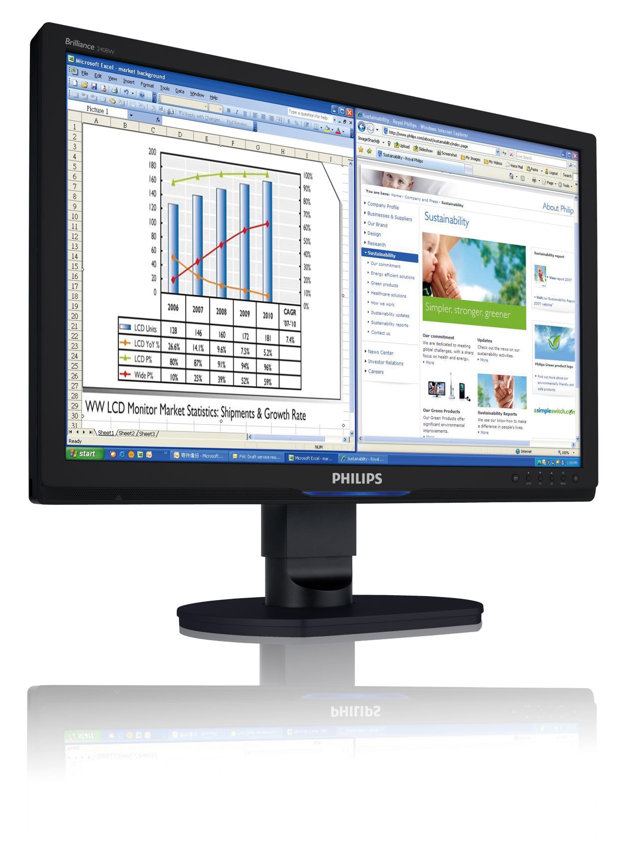 Brilliance LCD widescreen monitor 240BW9CB/69 | Philips