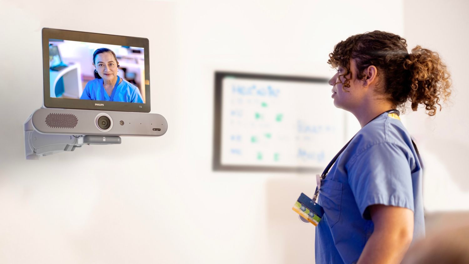 Healthcare staff use remote technology