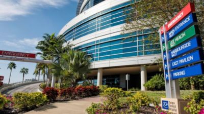 Tampa General Hospital emergency entrance with wayfinding signage