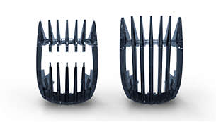 Includes 2 combs for short & long hair (0,4-13mm)