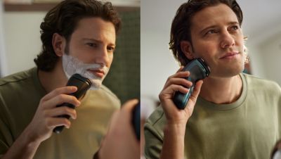 Wet and dry shaving at the sink or in the shower